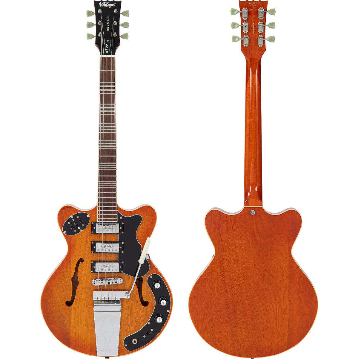 Vintage Revo Series Superthin Guitar - Amberburst