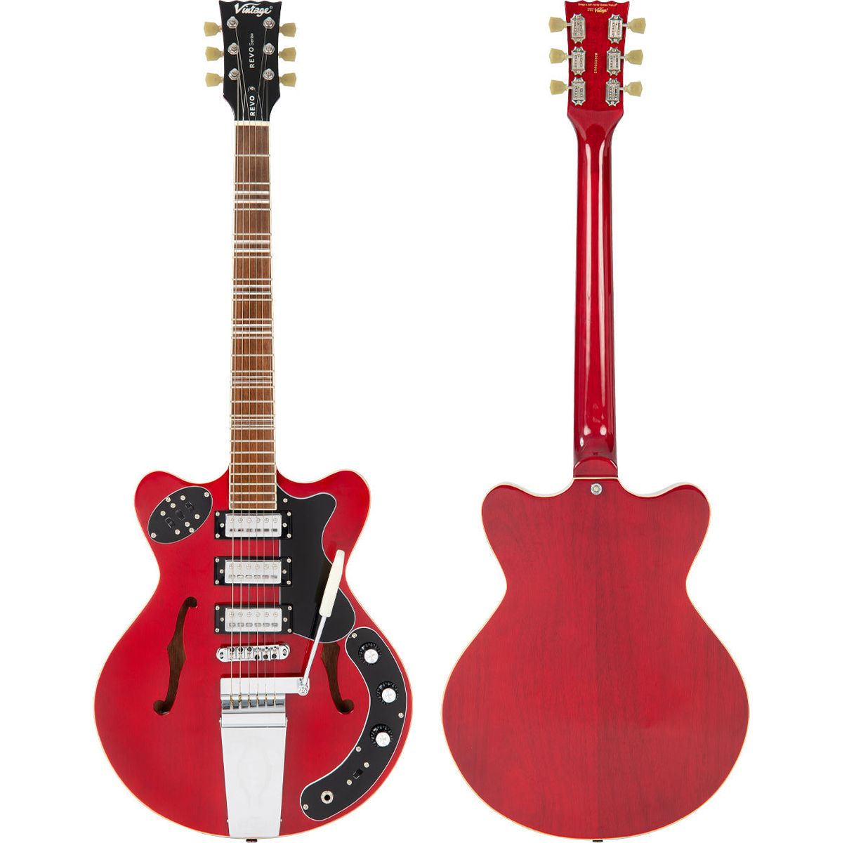 Vintage Revo Series Superthin Guitar - Cherry Red