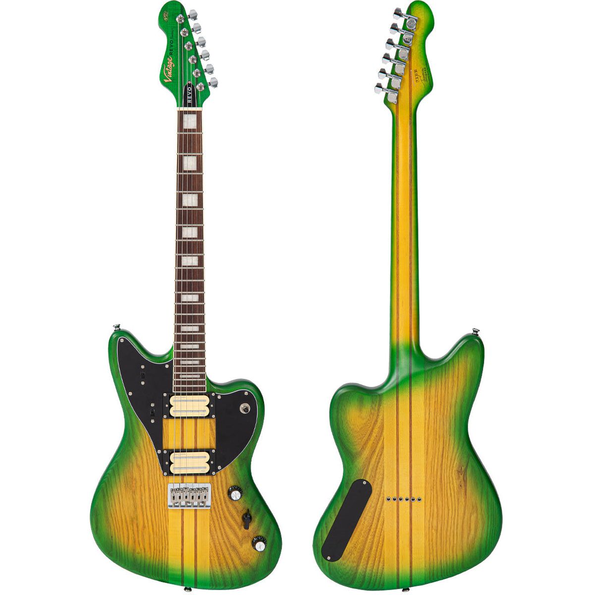 Vintage Revo Series Integra Guitar - Greenyellow Burst