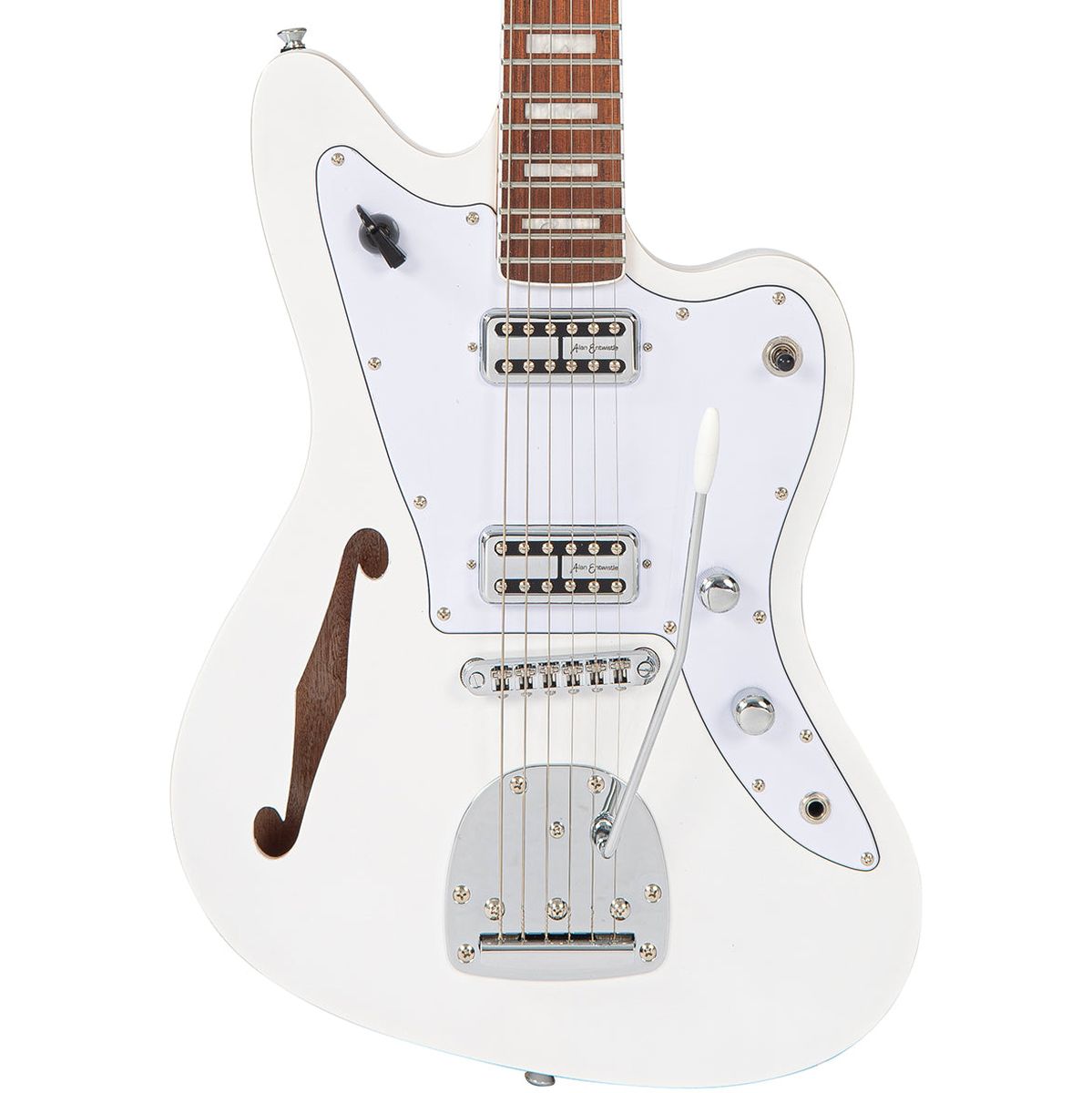 Vintage Revo Series Surfmaster Thinline Twin Guitar - Arctic White