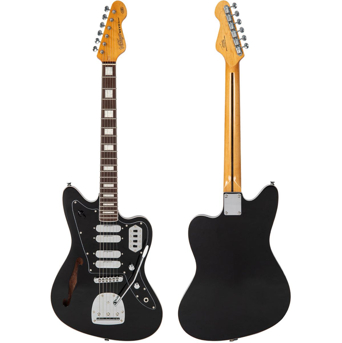 Vintage Revo Series Surfmaster Quad Guitar - Boulevard Black