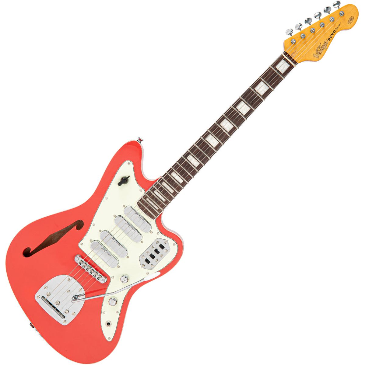 Vintage Revo Series Surfmaster Quad Guitar - Firenza Red