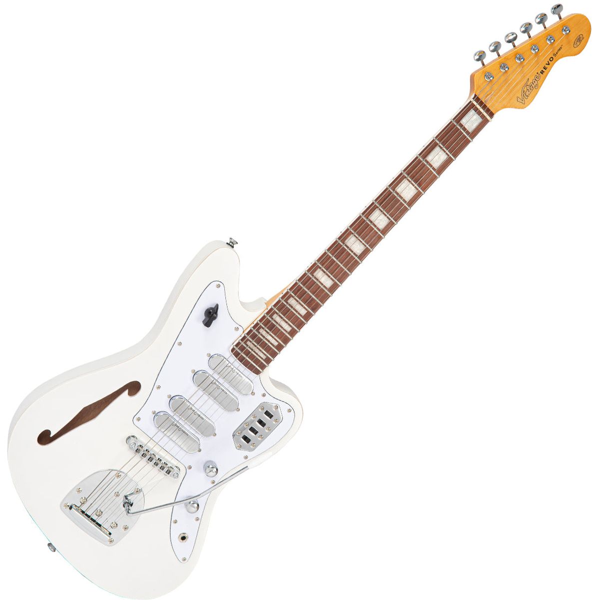 Vintage Revo Series Surfmaster Quad Guitar - Metallic White