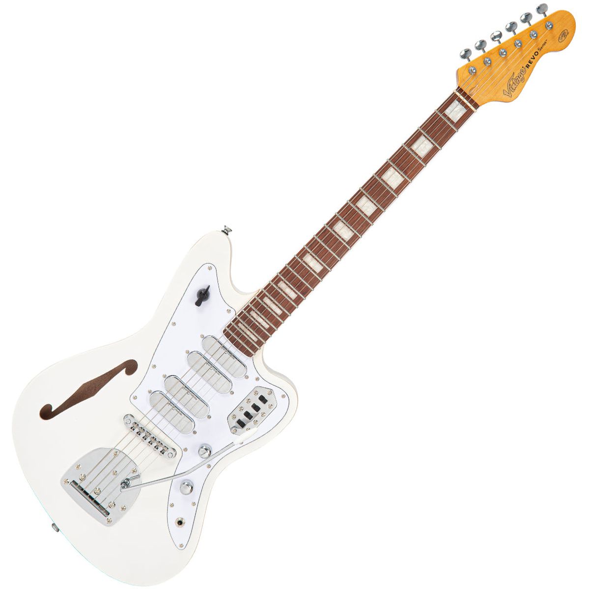 Vintage Revo Series Surfmaster Quad Guitar - Metallic White