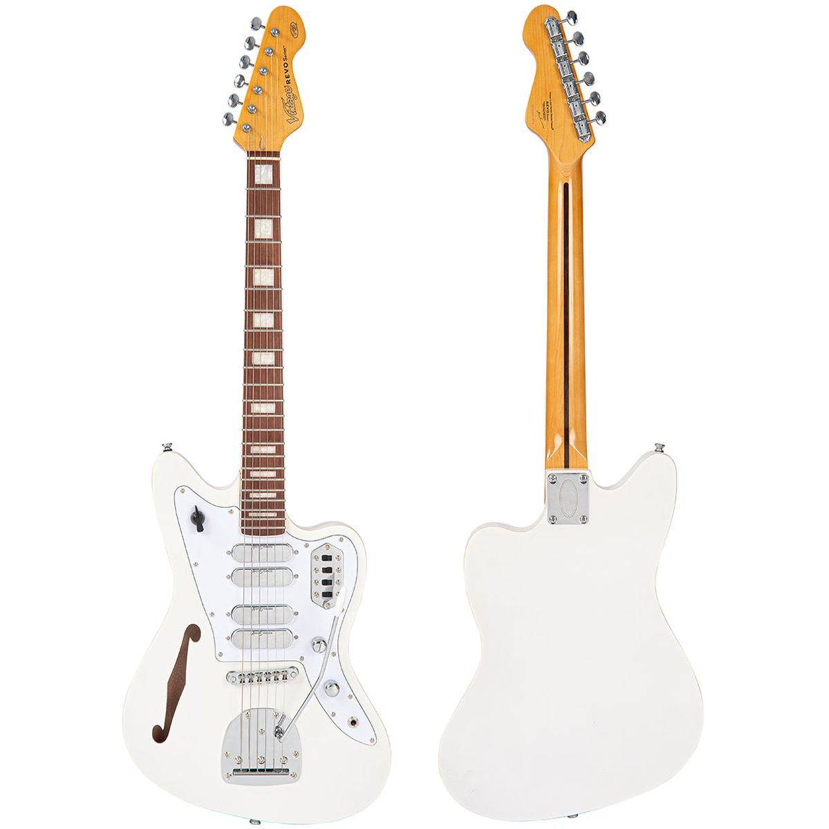 Vintage Revo Series Surfmaster Quad Guitar - Metallic White