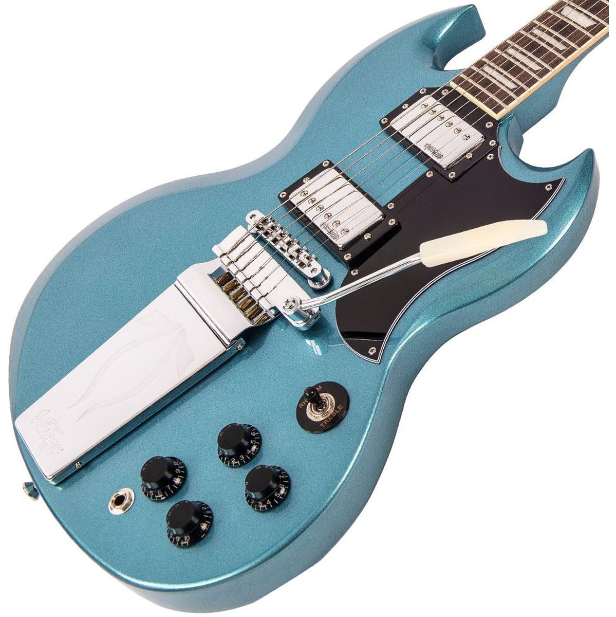 Vintage VS6 Guitar Wvibrola Tailpiece - Gun Hill Blue