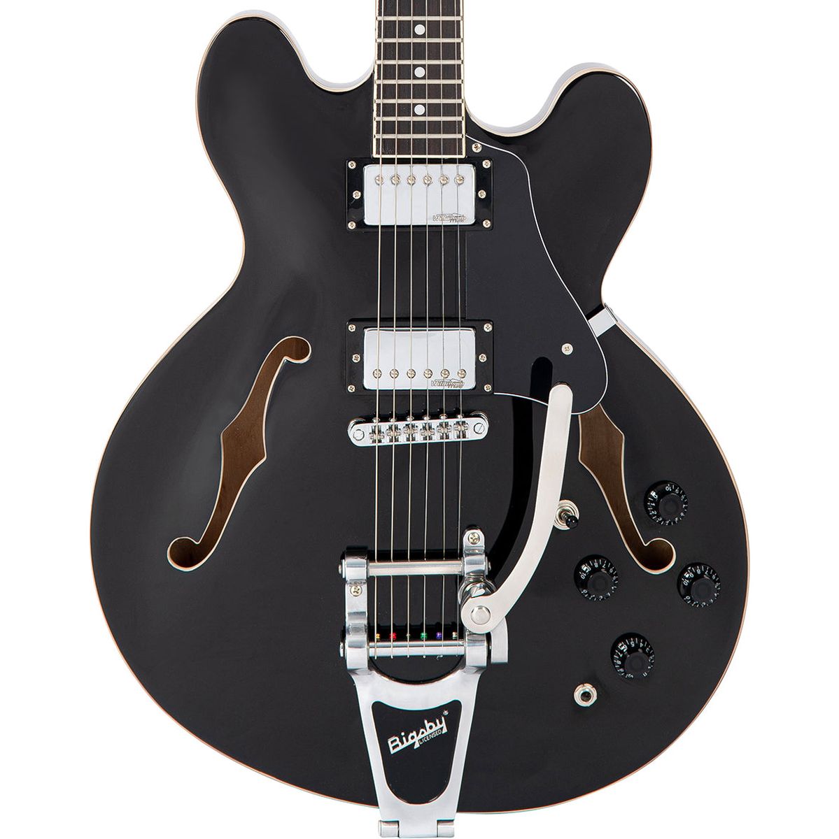 Vintage Semi-Acoustic Guitar w/ Bigsby - Gloss Black