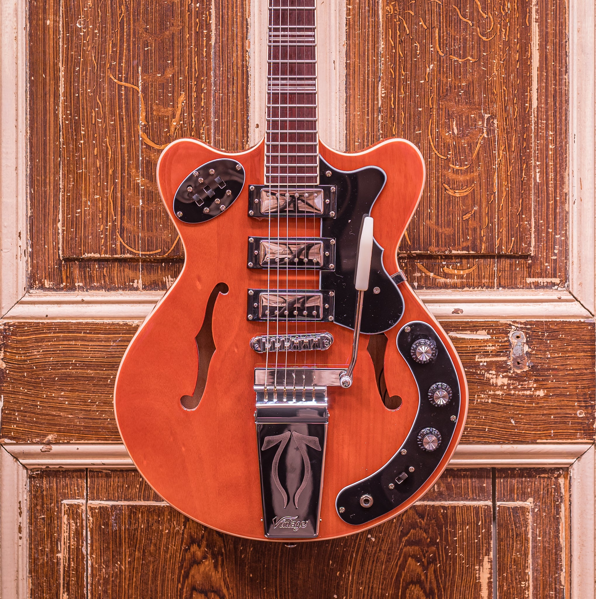 Vintage REVO Series 'Superthin' Natural Elektrische gitaar