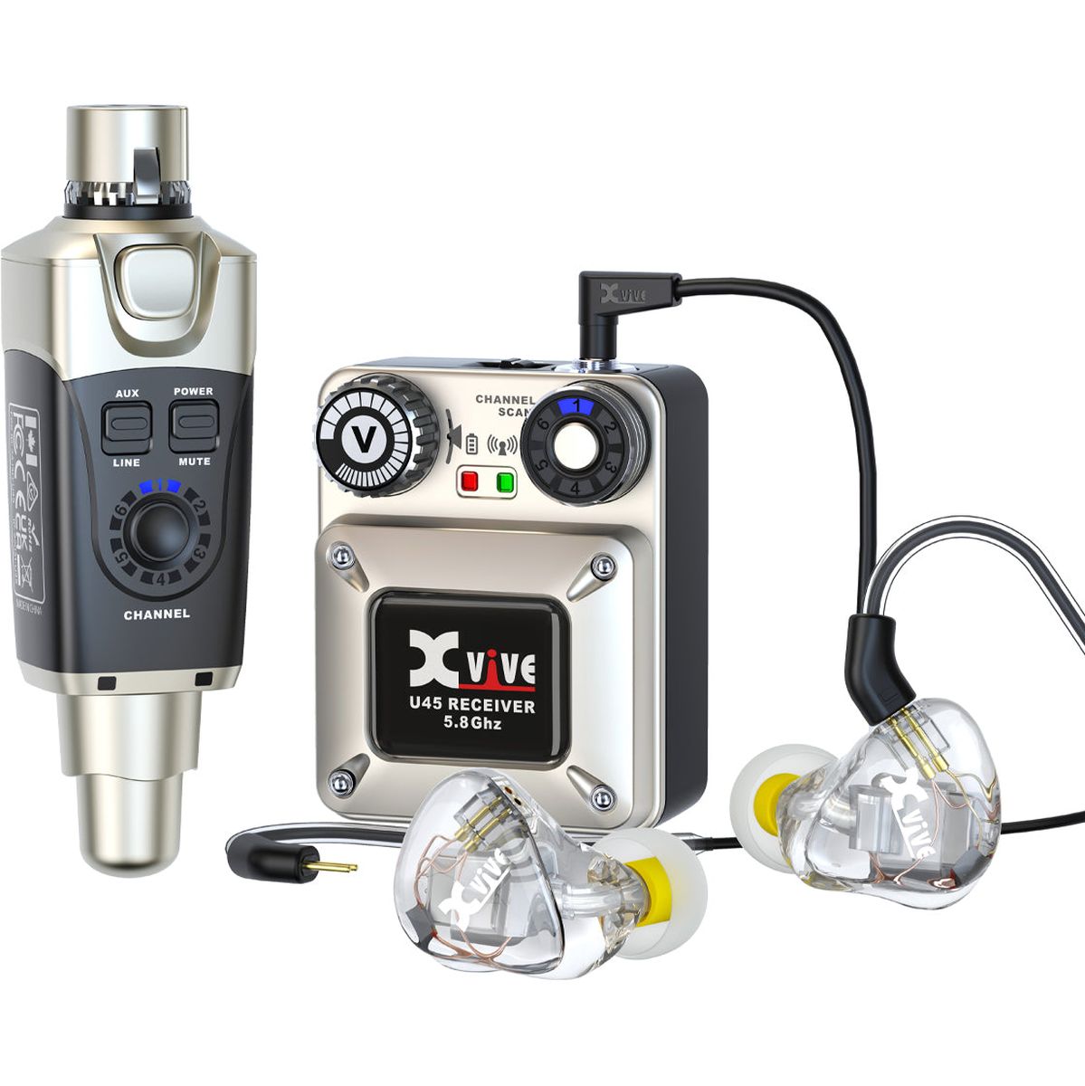 Xvive U45T9 - 5.8 GHz Wireless In Ear Monitor System Plus In Ear Montors & Case