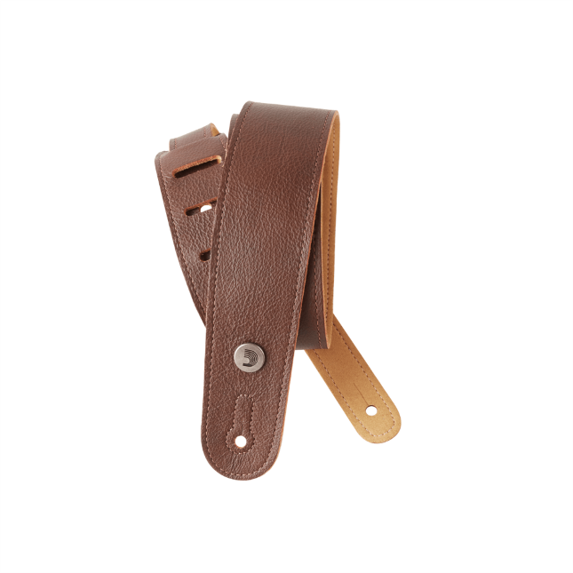 D'Addario Slim Garment Leather Guitar Strap, Brown