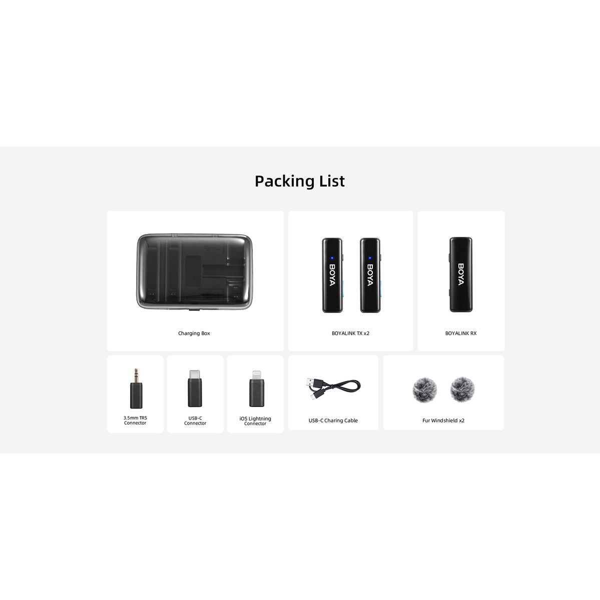 Boya Boyalink Wireless Microphone Set w/ 2 Mic Charger All Type Of Plugs