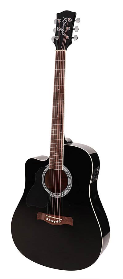 Richwood RD-12L-CEBK Black, Linkshandig, Artist Series Dreadnought Westerngitaar