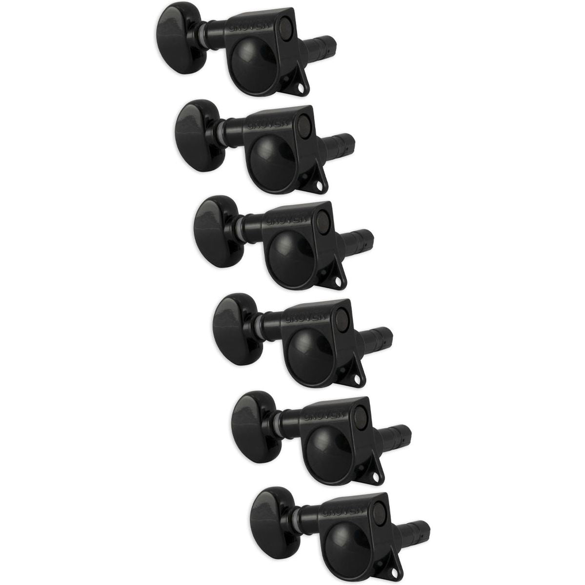Grover 6 In Line Mini Locking Mheads Left Hand Black Chrome