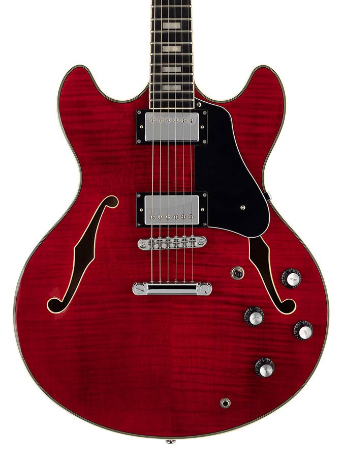 Sire Larry Carlton H7 See Through Red semi-hollowbody gitaar