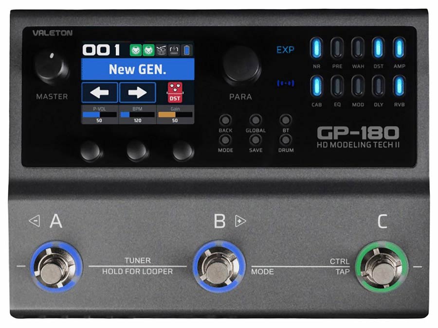 Valeton GP-180 Multi-Effects Processor met NAM, IR Loader, Looper, USB Interface en Accu
