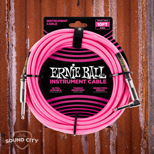 Ernie Ball 6078 Instrumentkabel Jack/Jack haaks - Roze fluo  (3m)