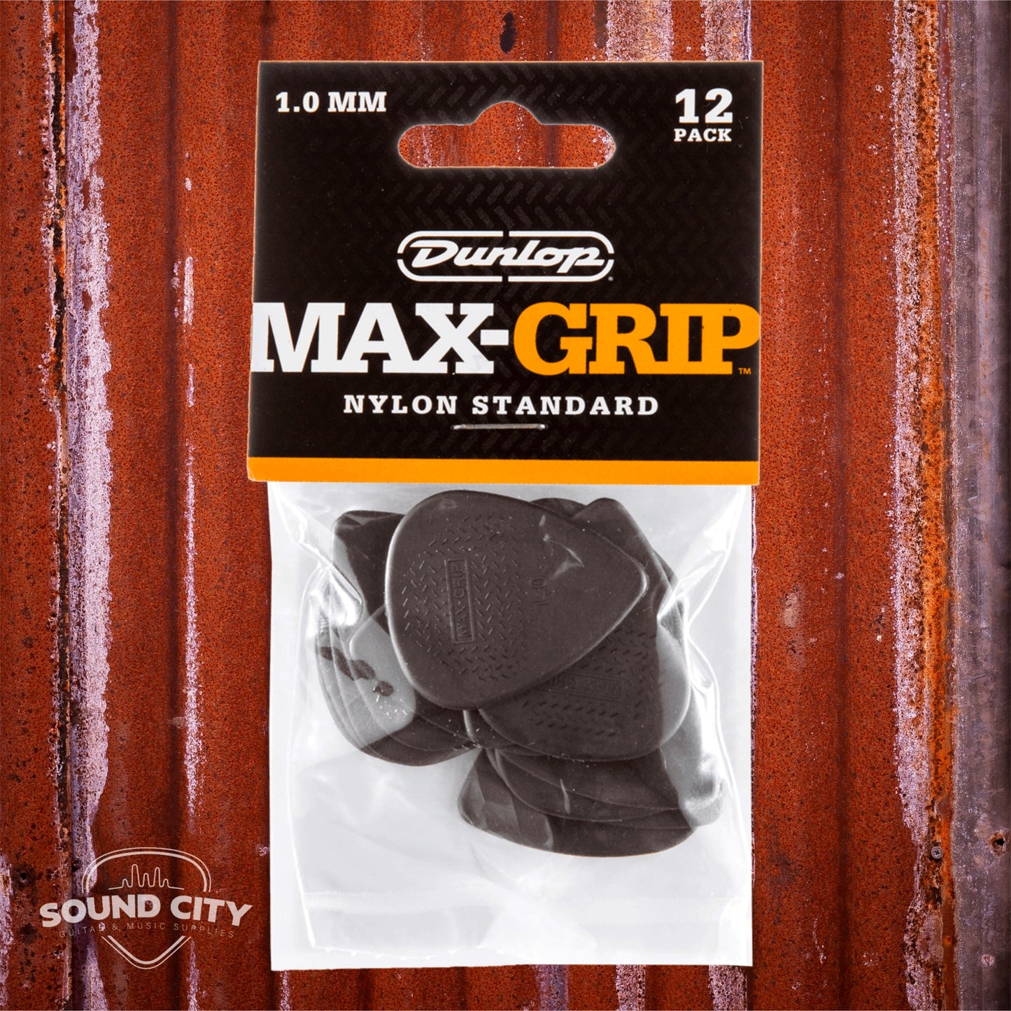 Dunlop Plectrum Max Grip Nylon 1.00mm Zwart 12PACK