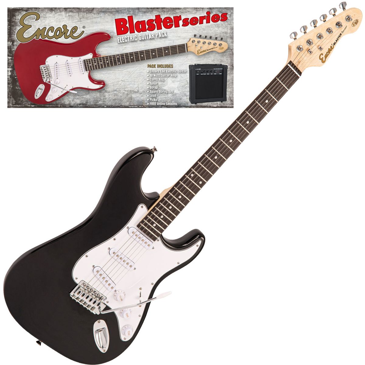 Encore E60 Blaster Elektrische gitaar Pack - Gloss Black