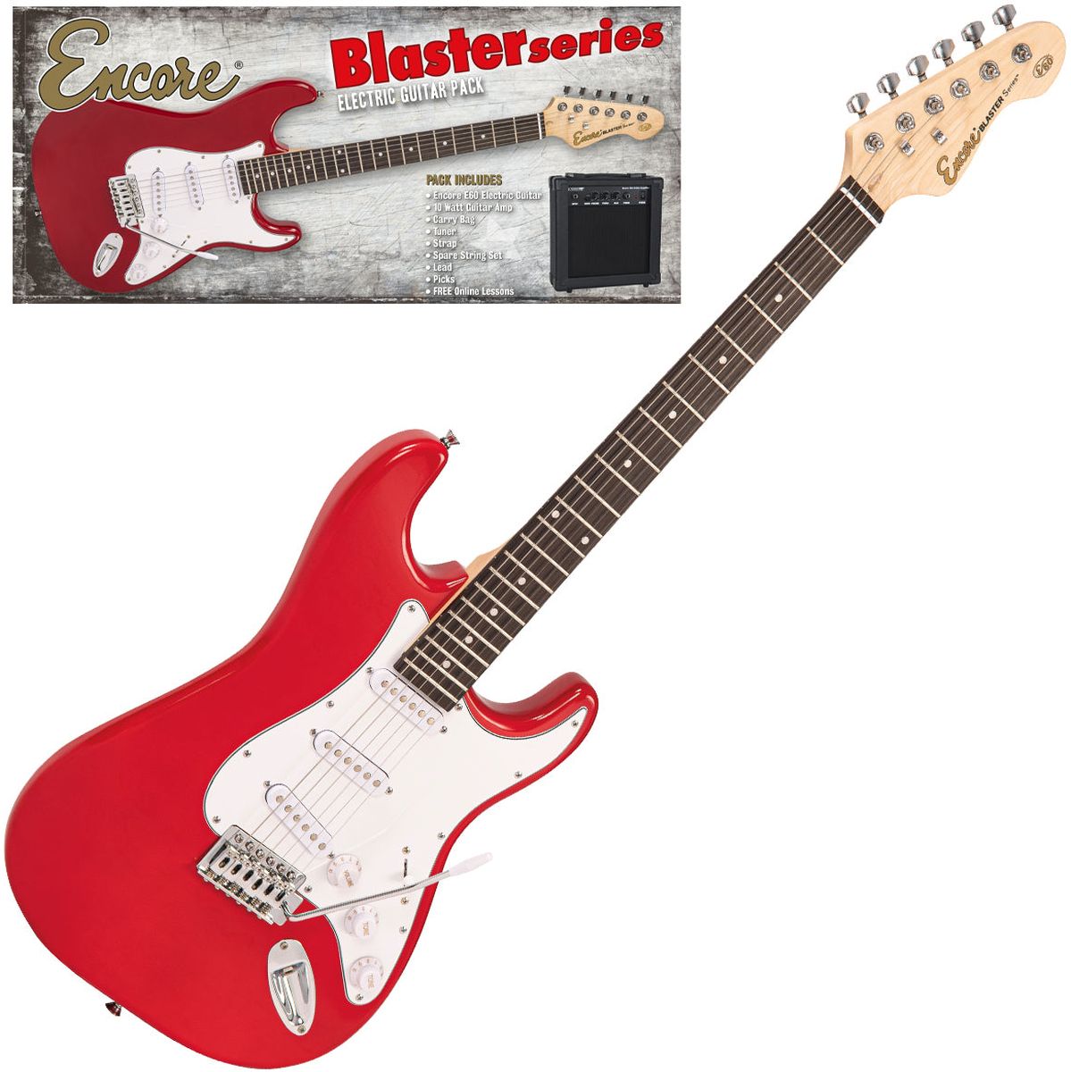 Encore E60 Blaster Elektrische gitaar Pack - Gloss Red