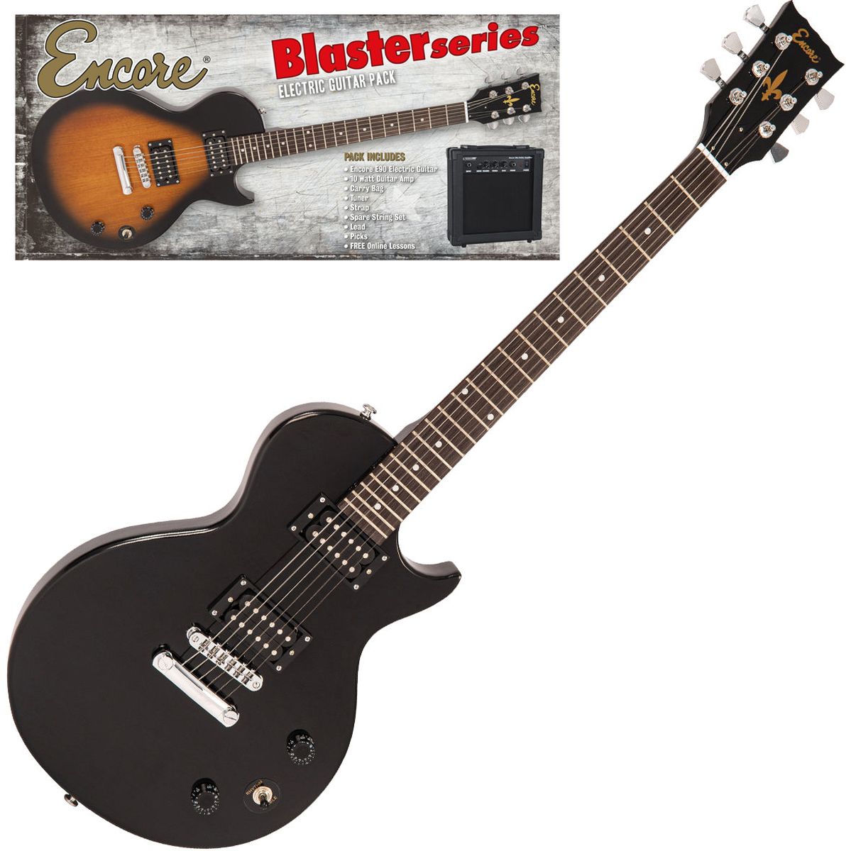 Encore E90 Blaster Elektrische gitaar Pack - Gloss Black