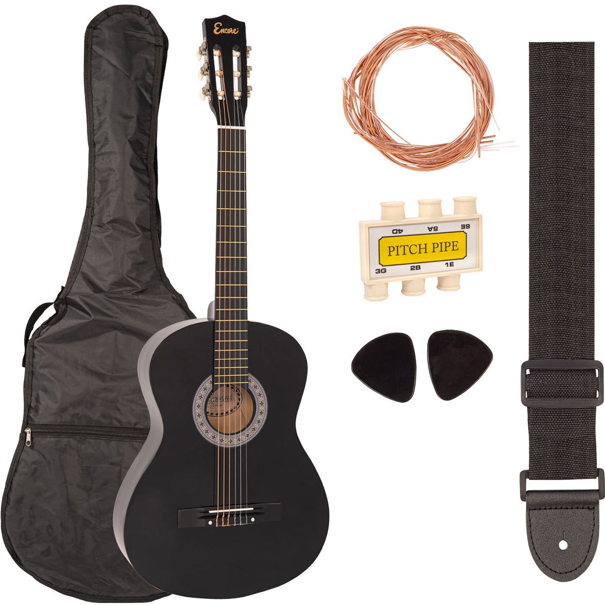 Encore 44 Klassieke gitaar Set - Black