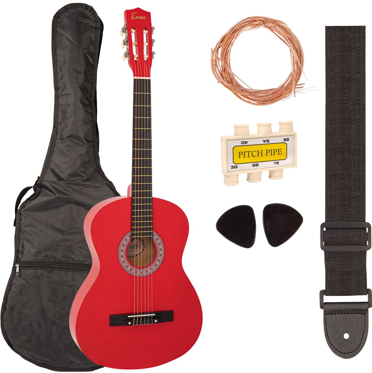 Encore 44 Klassieke gitaar Set - Red