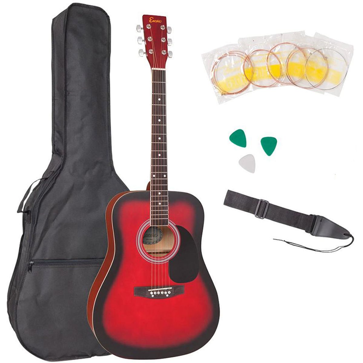 Encore Westerngitaar Set - Redburst