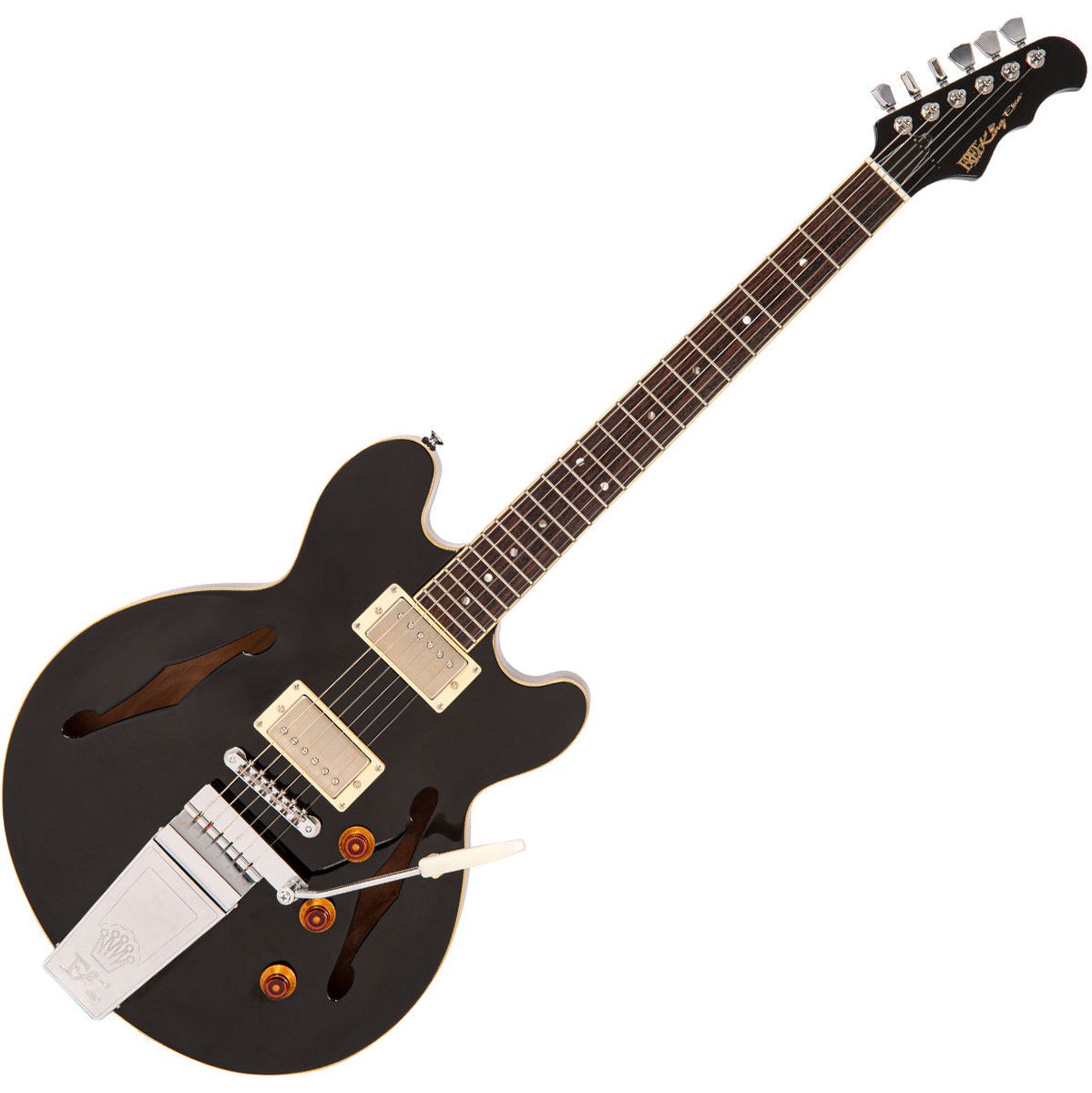 Fret-King Elise Custom w/ Vibrato - Gloss Black Elektrische gitaar