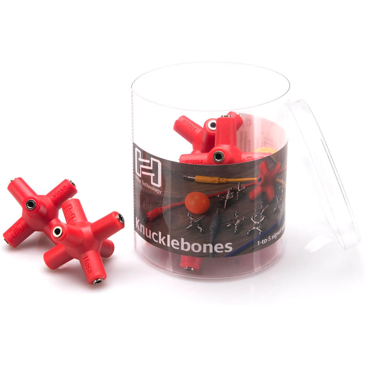 Hosa Knucklebones Signal Splitter 3.5 mm X 6 Red 10 PC