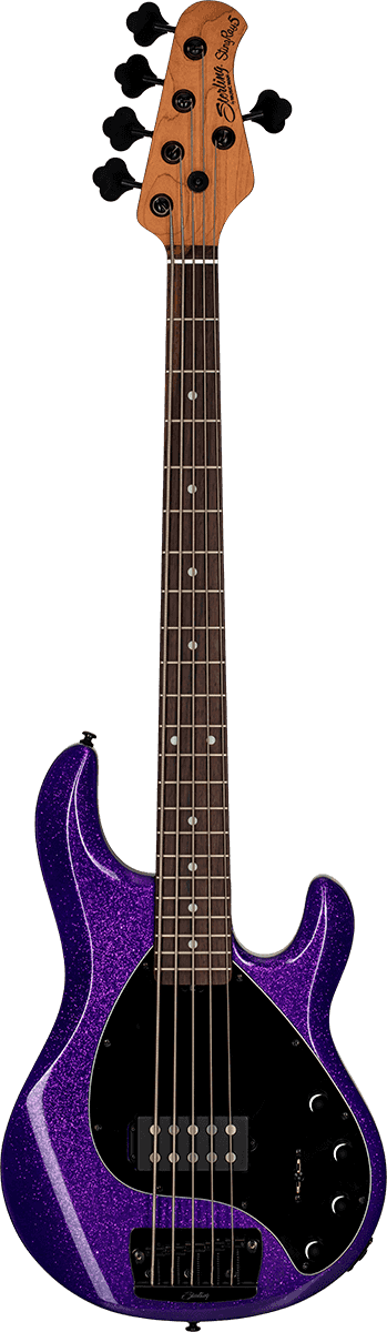 Sterling by Music Man StingRay RAY35 Purple Sparkle 5-String Elektrische Basgitaar