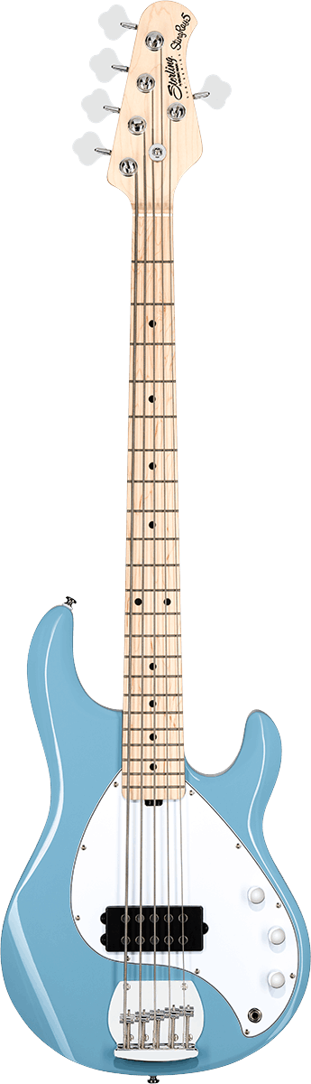 Sterling by Music Man S.U.B. Sting Ray5 CH chopper Blue Elektrische basgitaar