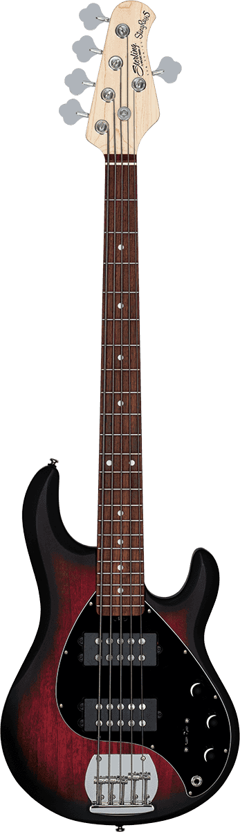 Sterling Stingray Ray5 Bass HH RW, Ruby Red Burst Elektrische basgitaar