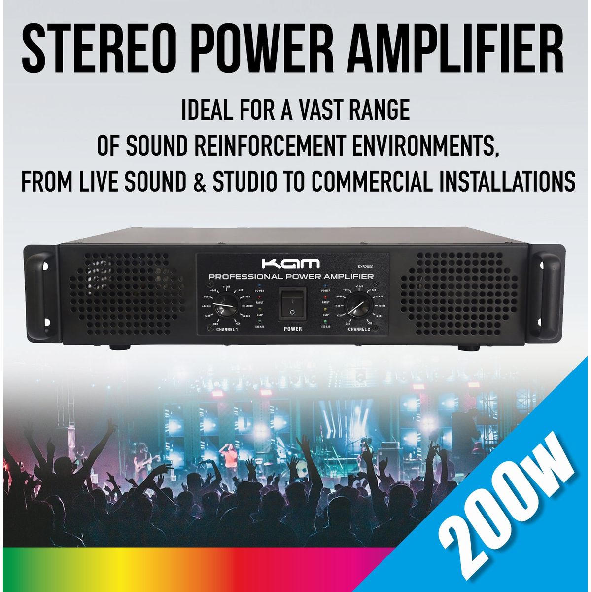Kam Professional Stereo 200W Power Amplifier