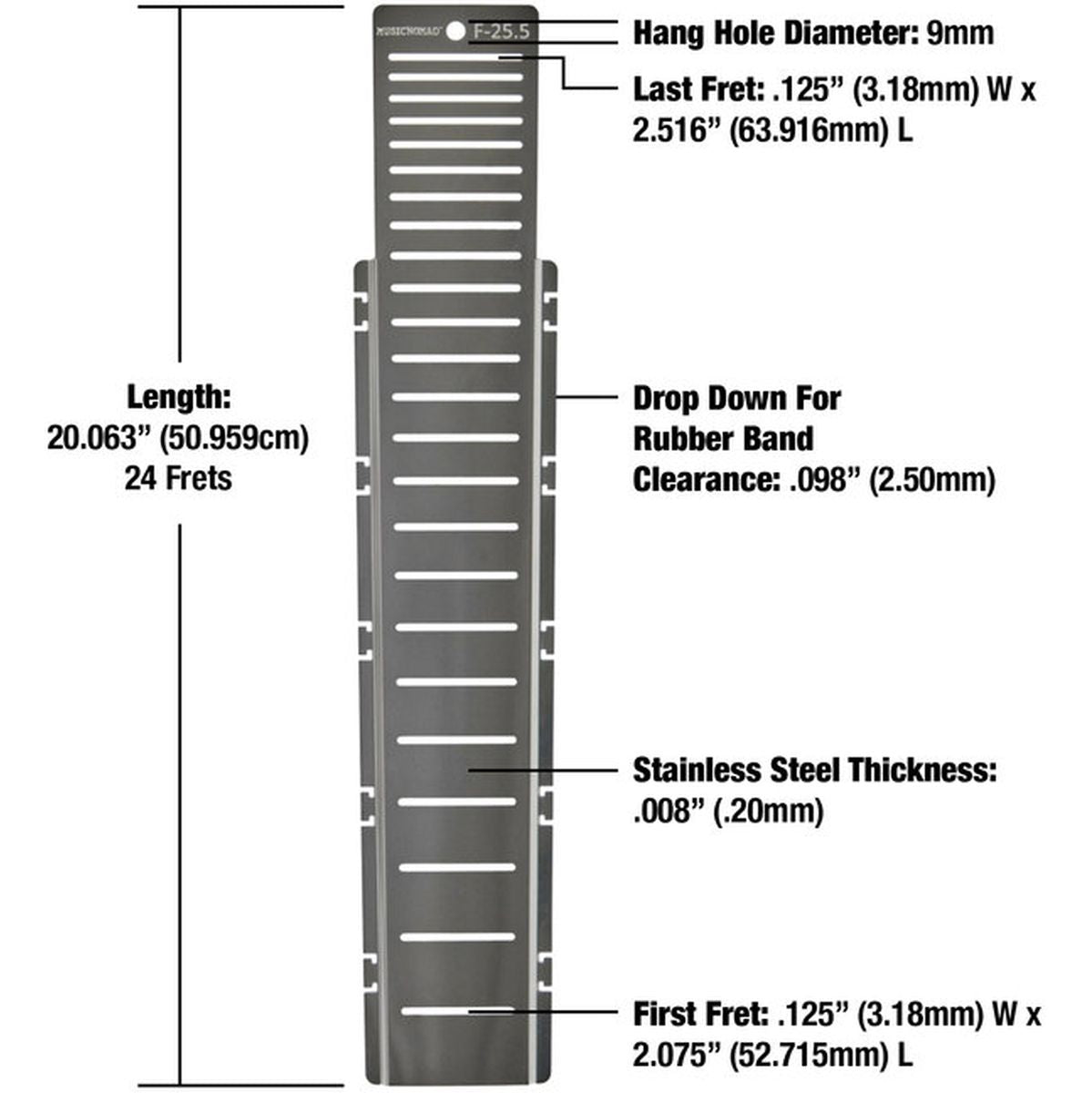 MusicNomad Fret Shield Fretboard Protector Guard For F-25.50 Guitar Fret Scale