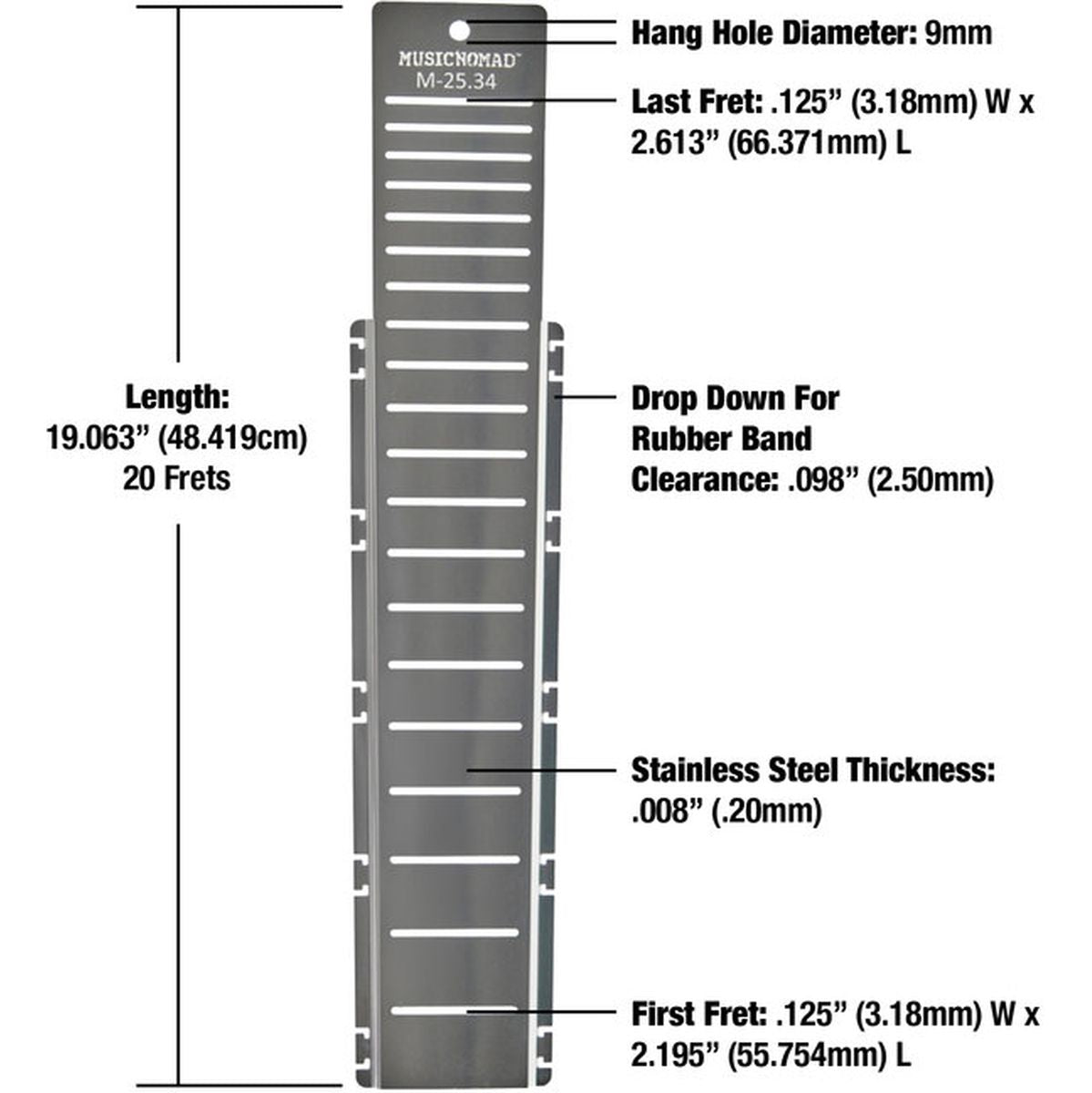 MusicNomad Fret Shield Fretboard Protector Guard For M-25.34 Guitar Fret Scale