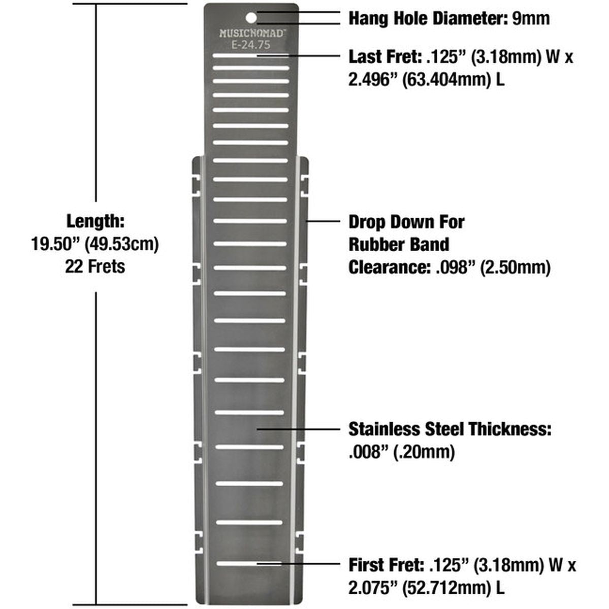 MusicNomad Fret Shield Fretboard Protector Guard For E-24.75 Guitar Fret Scale