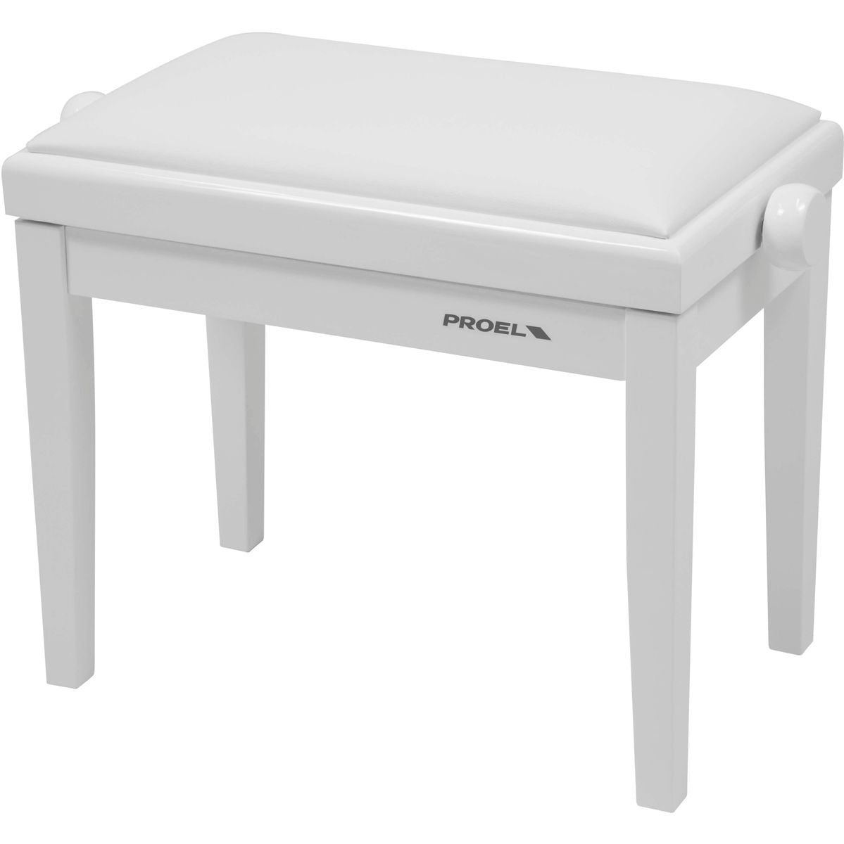 Proel Stage Piano Bench Bright White Frame Padded Seat w/ Wh Imitation Leather