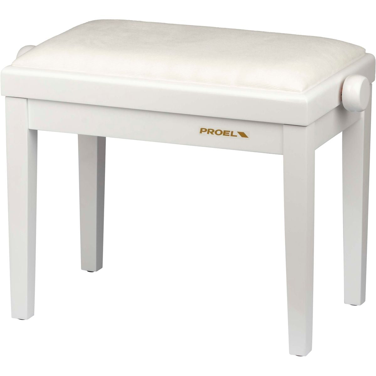 Proel Stage Piano Bench Bright White Frame Padded Seat w/ Wh Velvet Cover