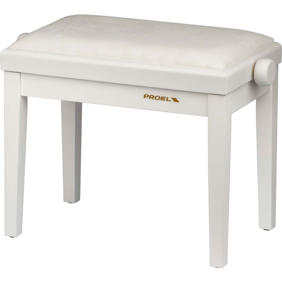 Proel Stage Piano Bench Matt White Frame Padded Seat w/ Wh Velvet Cover