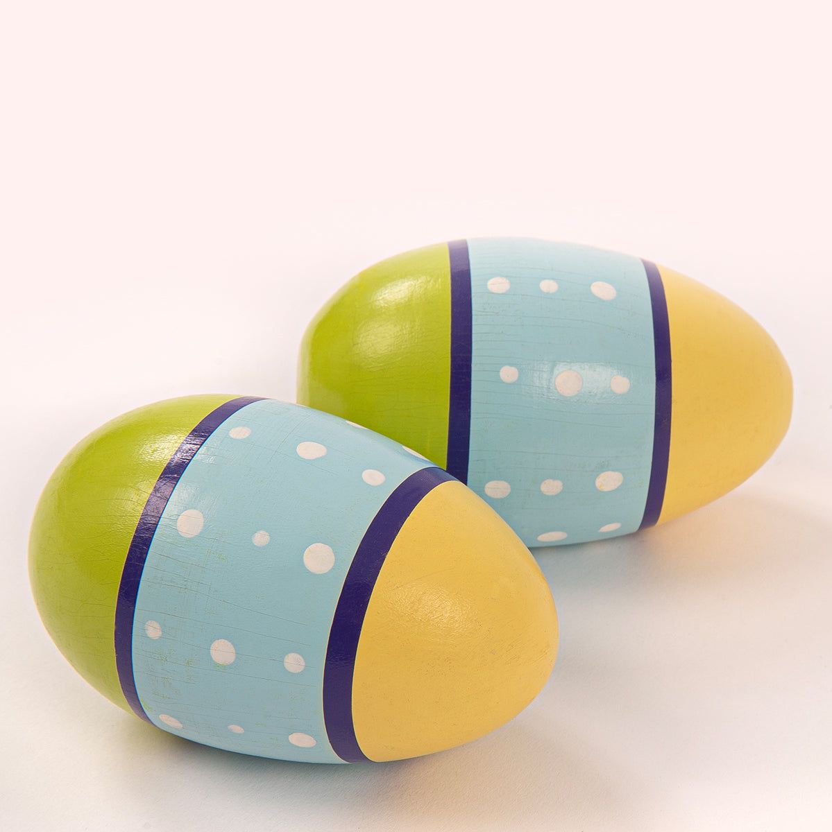 PP Early Years Wooden Egg Shakers - Yellowbluegreen - Pair