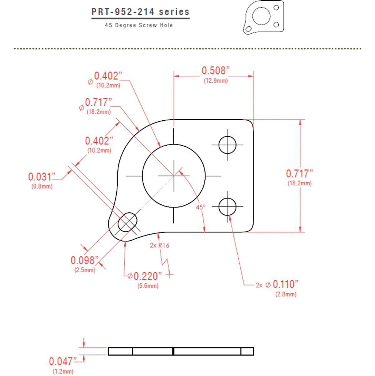 Graph Tech Ratio Plate For 45 Degree Screw Hole - Nickel (1PC)