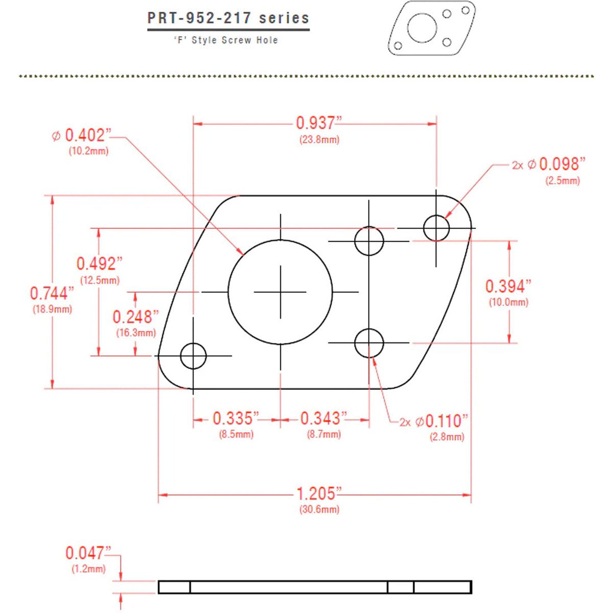 Graph Tech Ratio Plate For F Style Screw Hole - Nickel (1PC)
