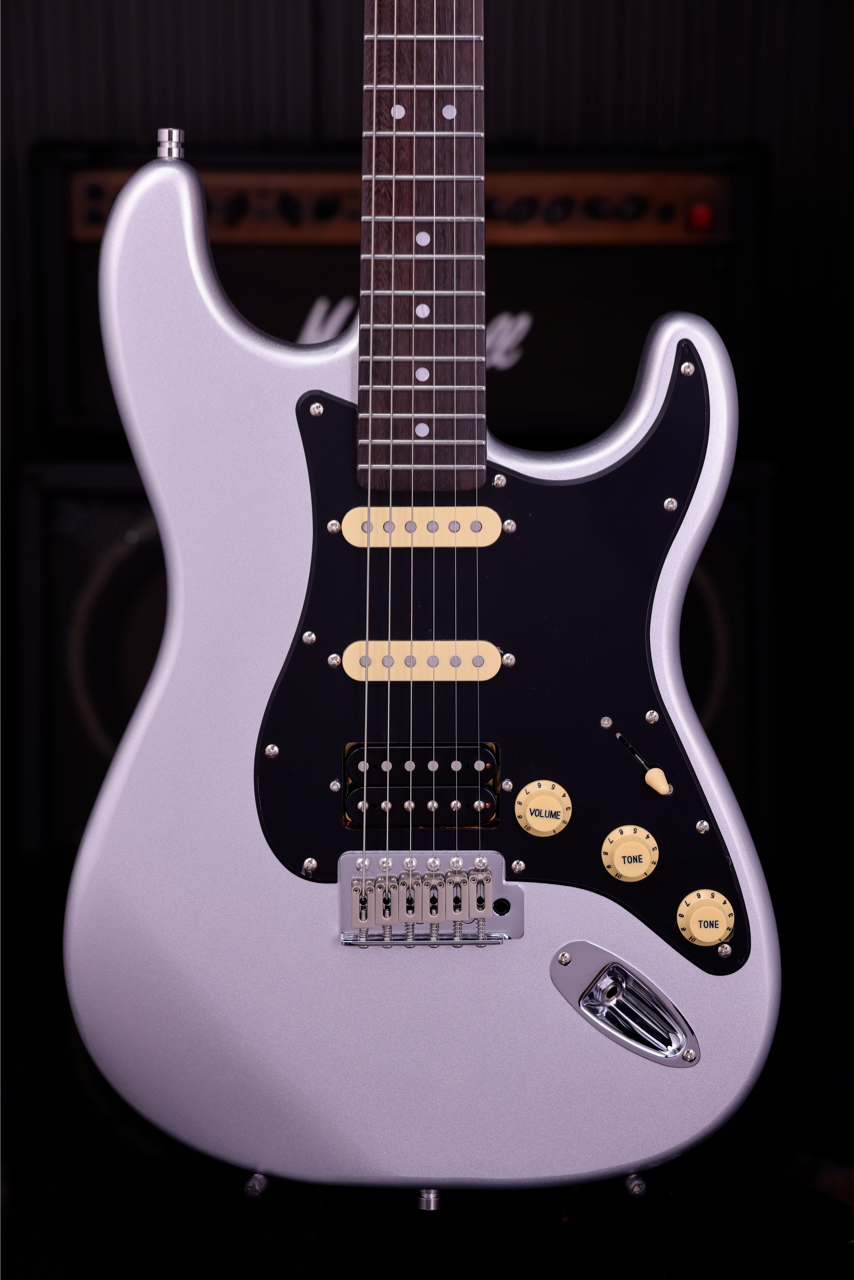 Patina PS-4 Silver Metallic HSS S-Style Elektrische gitaar