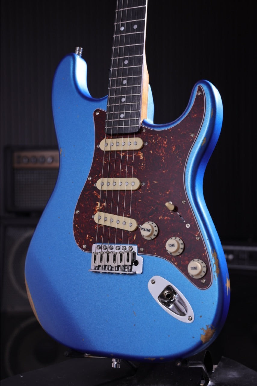 Patina PS-6 Lake Placid Blue Relic SSS S-Style Elektrische gitaar