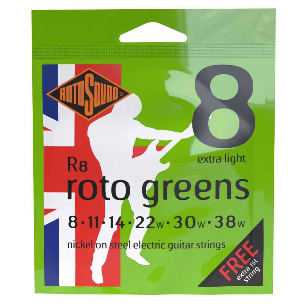 Rotosound R8 Roto Greens string set electric nickel wound 08-38