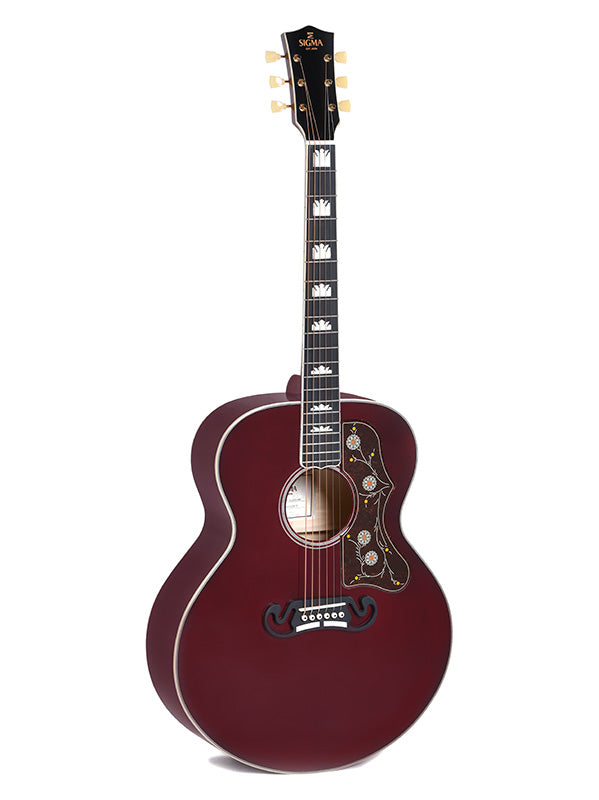 Sigma Guitars GJA-SG200-WR Grand Jumbo Westerngitaar - Translucent Wine Red