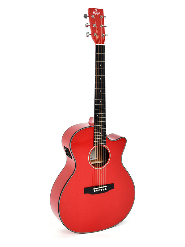 Sigma Guitars GMC-1E Grand auditorium met element - Metallic Flake Red