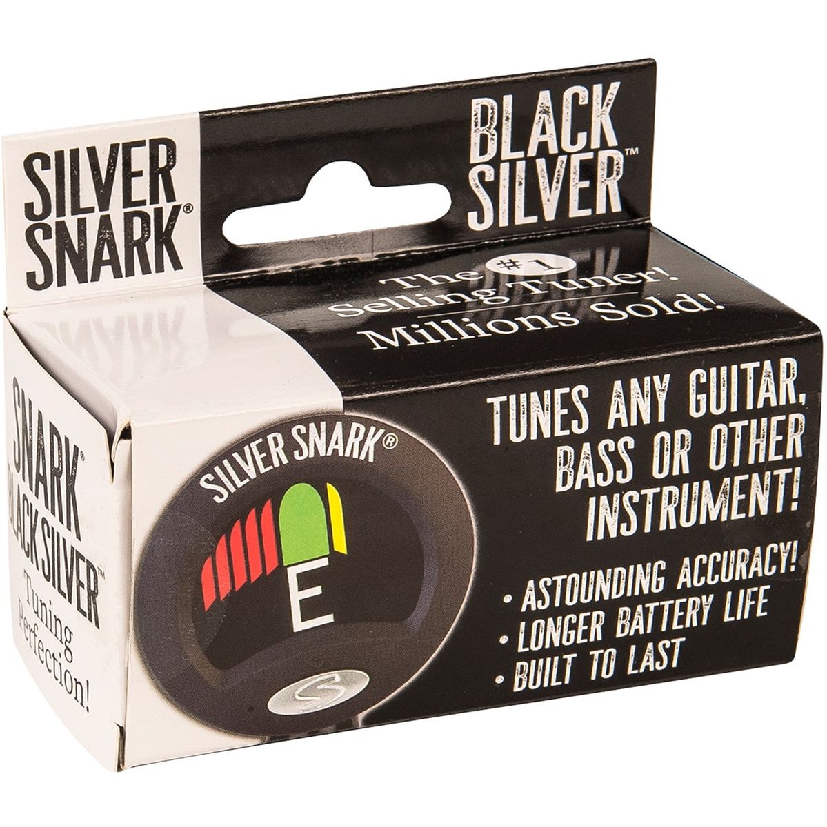 Snark Tuner Silver 2 - Clip On Chromatic Guitar Tuner - Black Silver