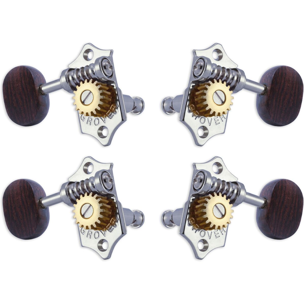 Grover Sta Tite U98 Series Geared Ukulele Pegs Rosewood Buttons Chrome