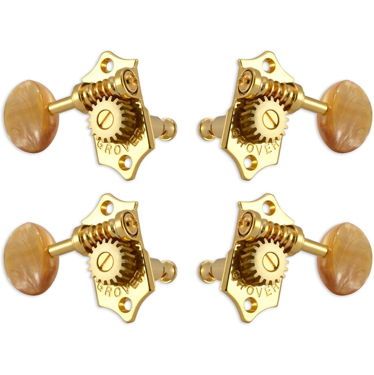 Grover Sta Tite U98 Series Geared Ukulele Pegs Acrylic Buttons Gold